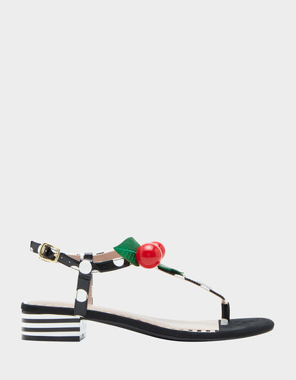 Betsey Johnson Latest - ASBURY BLACK WHITE MULTI Cherry Sandals