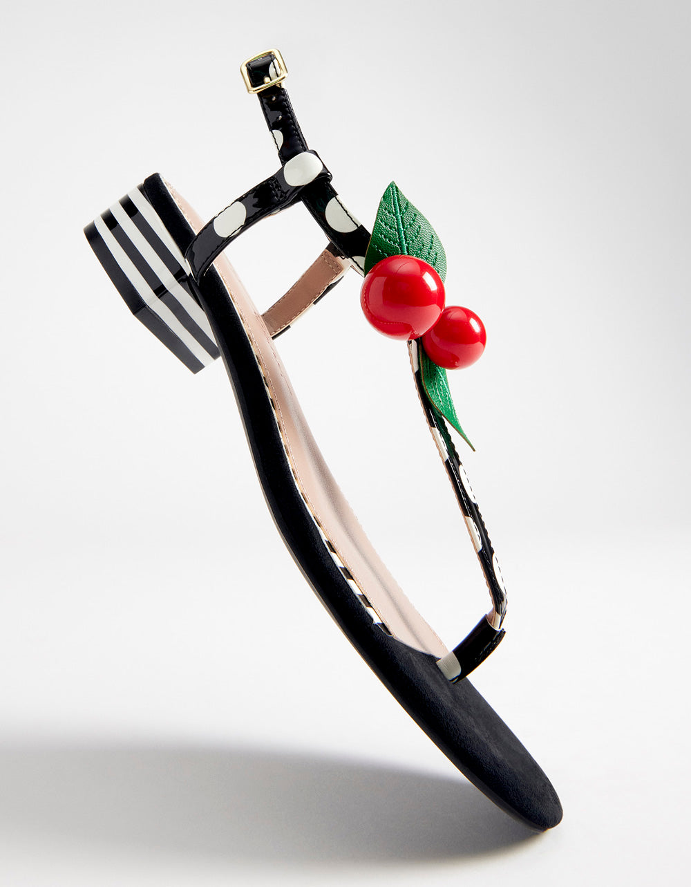 Betsey Johnson Latest - ASBURY BLACK WHITE MULTI Cherry Sandals