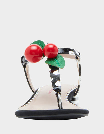 Betsey Johnson Latest - ASBURY BLACK WHITE MULTI Cherry Sandals