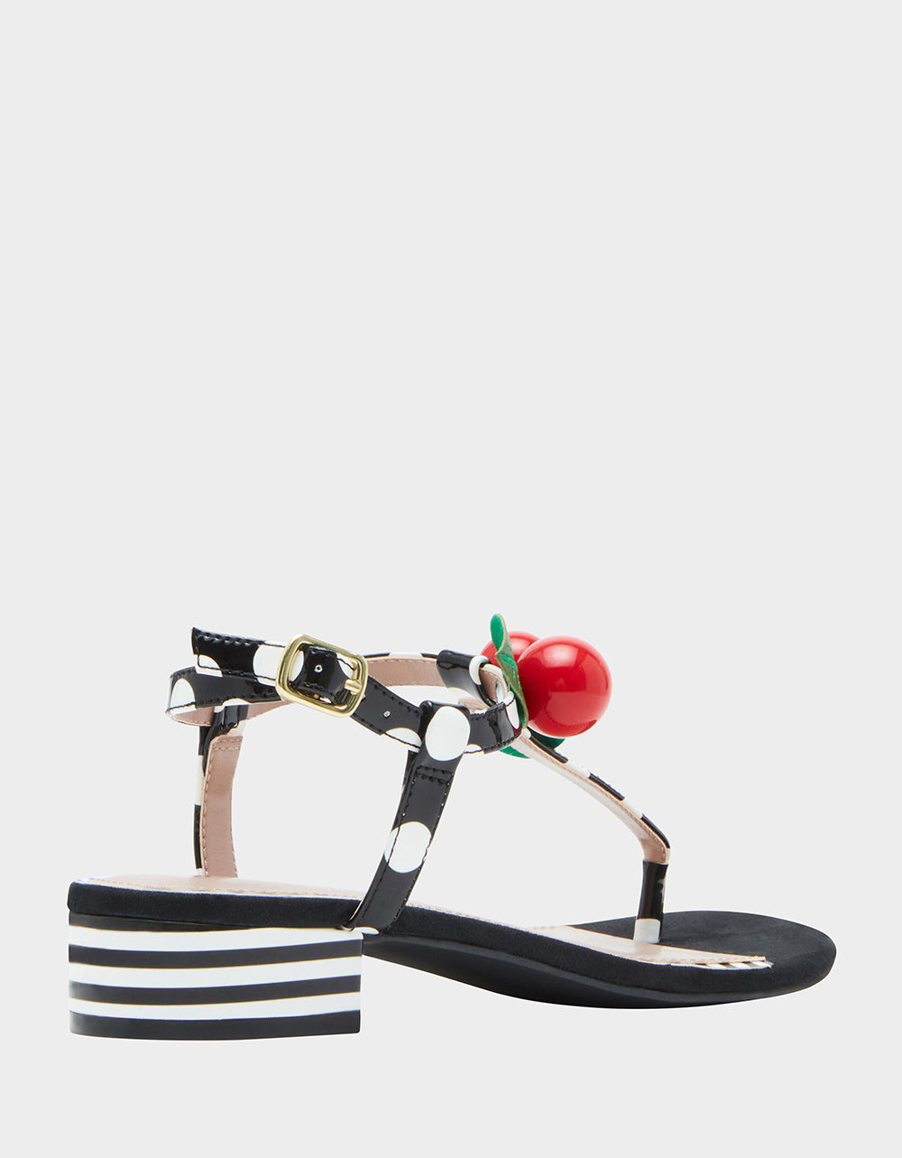 Betsey Johnson Latest - ASBURY BLACK WHITE MULTI Cherry Sandals