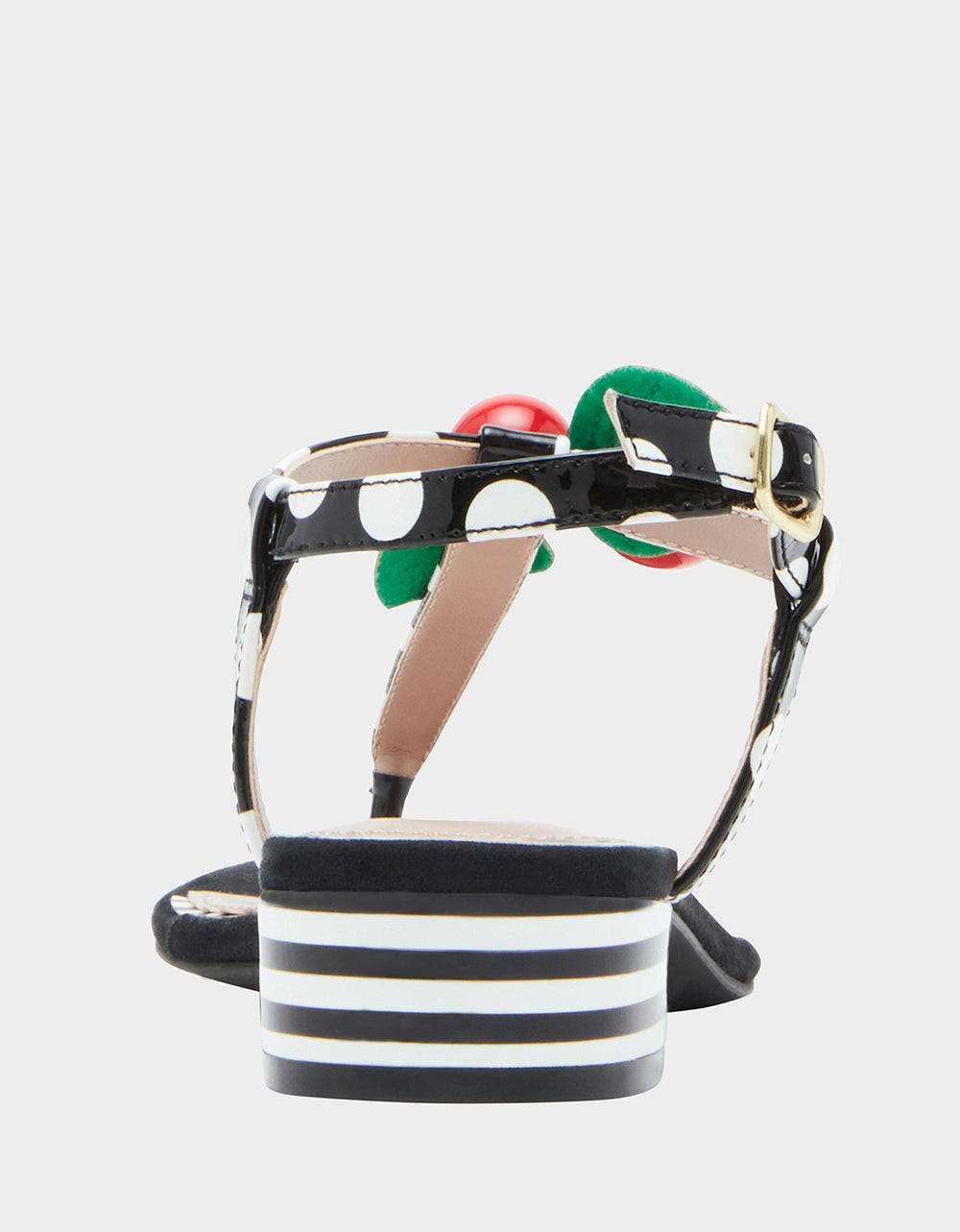 Betsey Johnson Latest - ASBURY BLACK WHITE MULTI Cherry Sandals