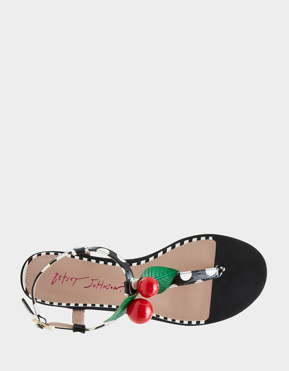 Betsey Johnson Latest - ASBURY BLACK WHITE MULTI Cherry Sandals