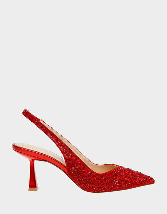 Betsey Johnson Quality - CLARK RED Slingback Kitten Heels
