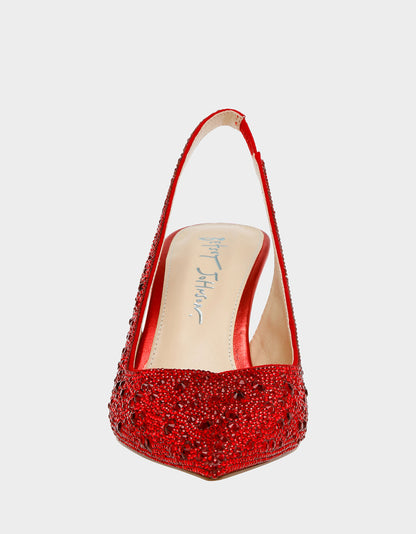 Betsey Johnson Quality - CLARK RED Slingback Kitten Heels