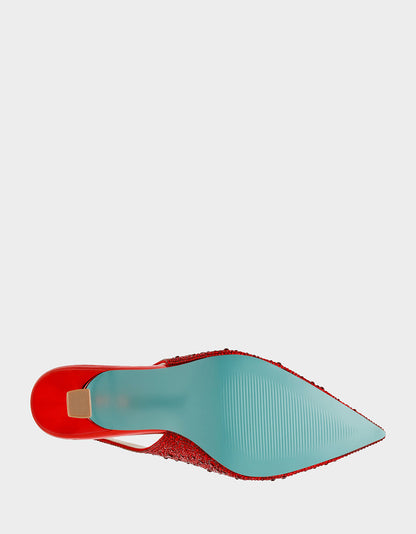 Betsey Johnson Quality - CLARK RED Slingback Kitten Heels