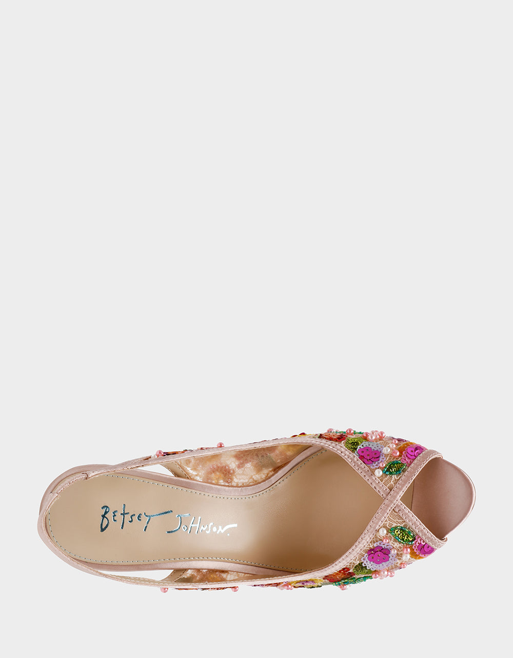 Betsey Johnson Quality - GERRI Nude Floral Embellished Peep-Toe Stiletto Women's Heel