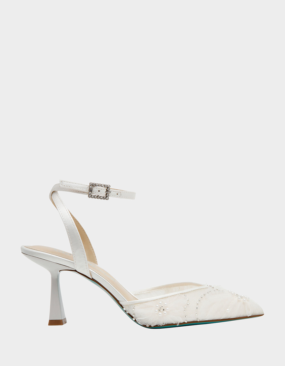 Betsey Johnson Recommended - DELIA IVORY Pointed-Toe Bling Mesh Women's Heel