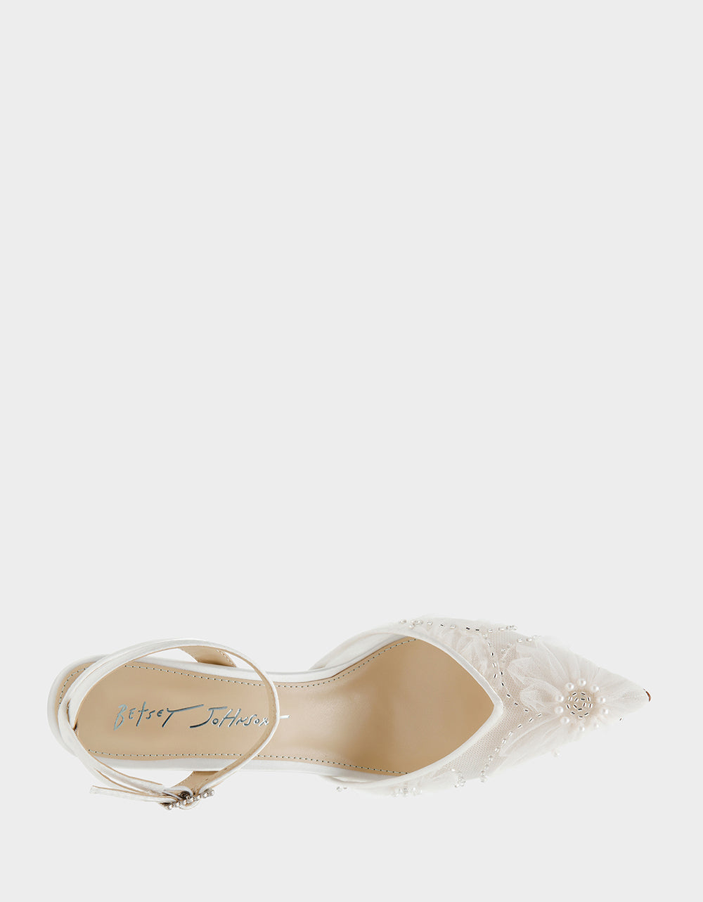 Betsey Johnson Recommended - DELIA IVORY Pointed-Toe Bling Mesh Women's Heel
