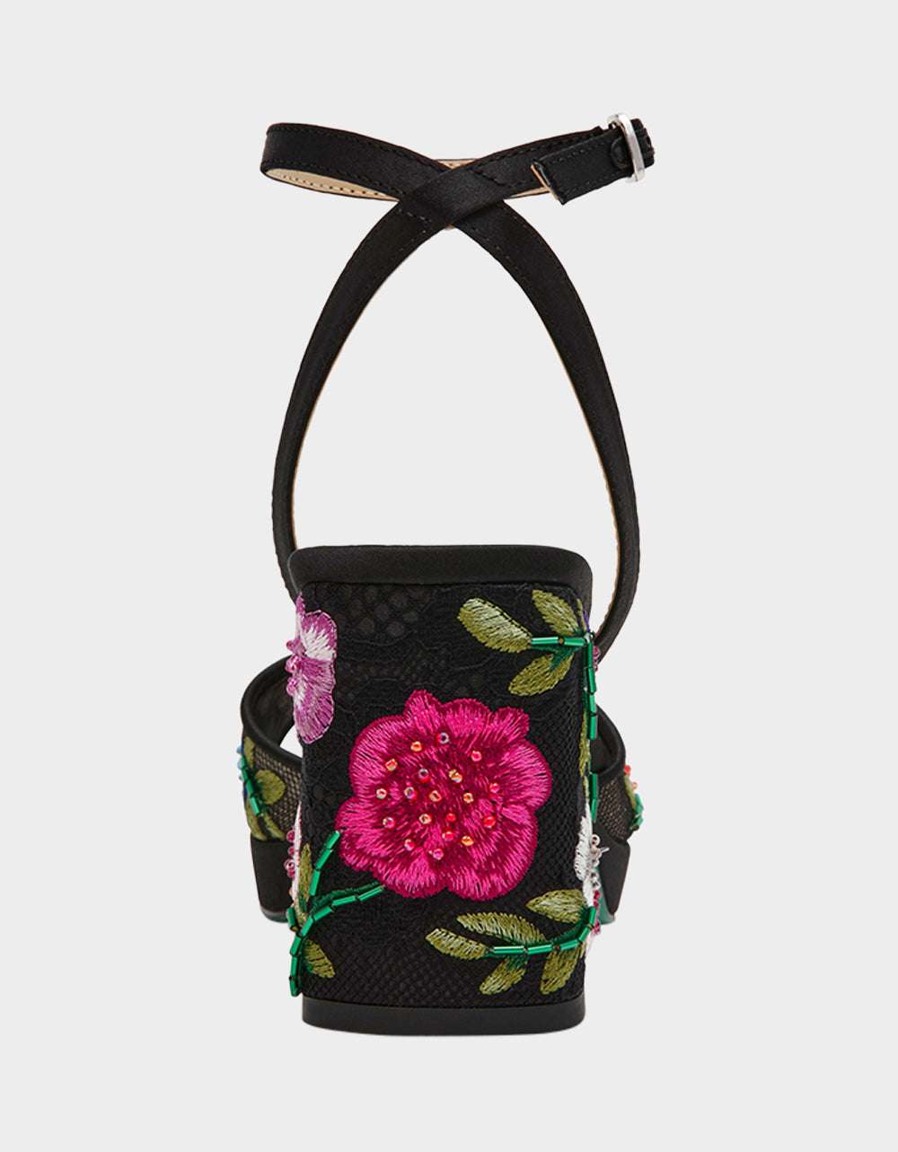 Betsey Johnson Exclusive - KENNI BLACK MULTI FLORAL Platform Block Heel Floral Print Mesh Women's Sandal