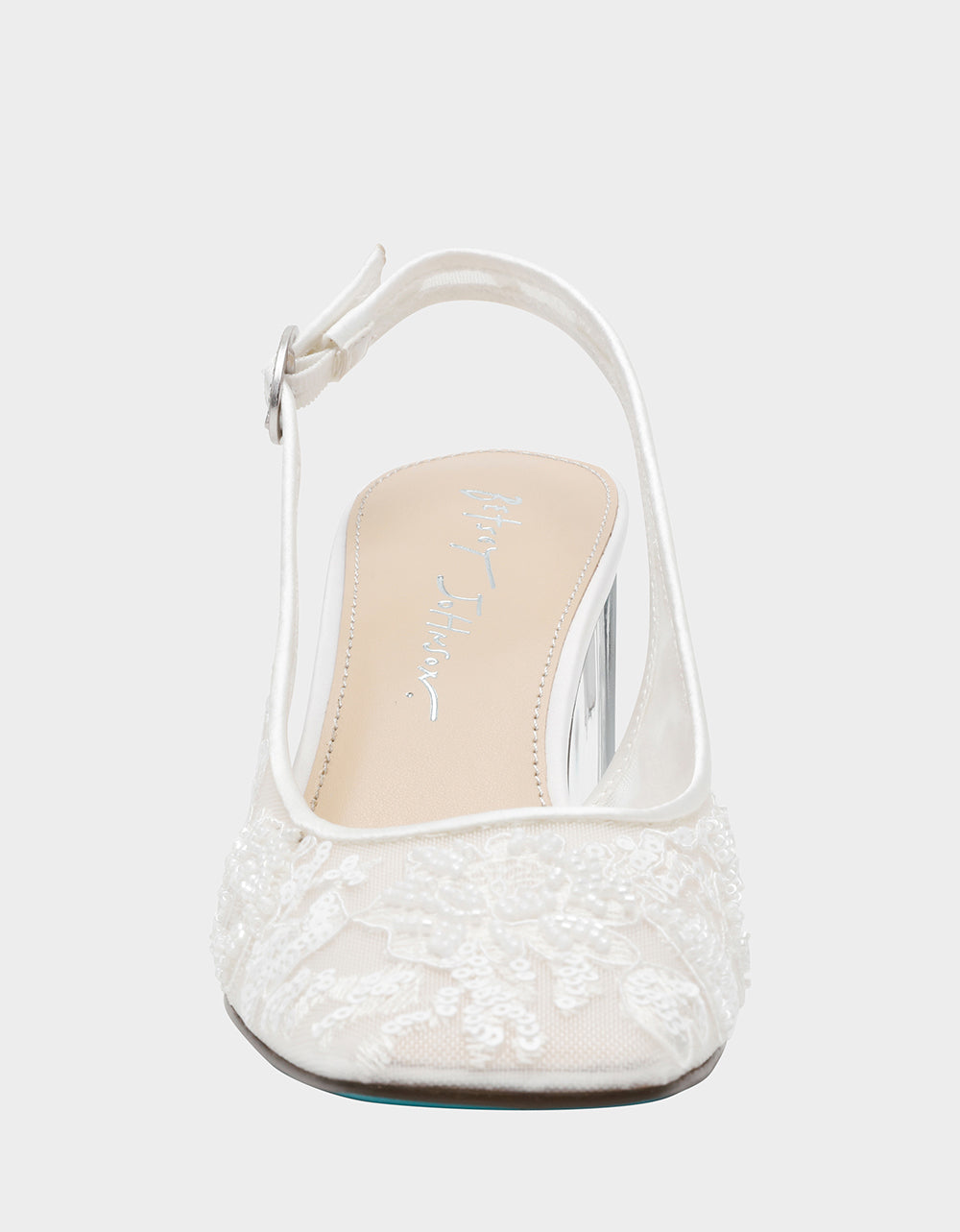 Betsey Johnson Hot Sale - NINAH IVORY Square-Toe Slingback Mesh Block Heels